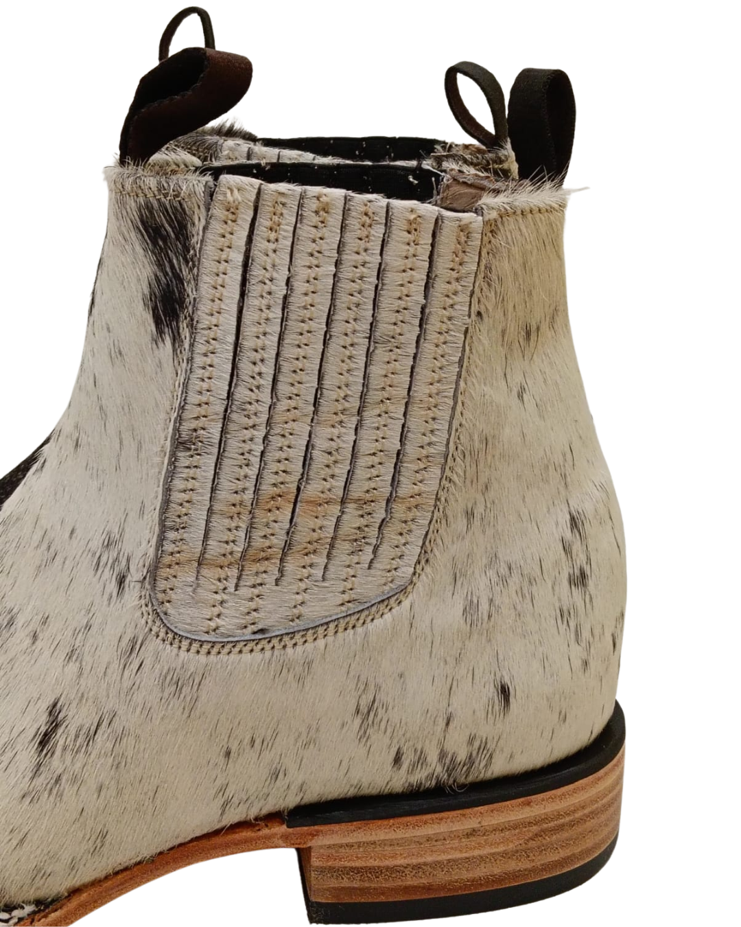 Botín Pelo De Vaca Jaspeado Blanco-Negro- S. Cuero H-R - Imagen 5