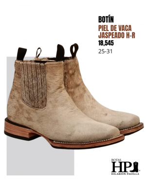Botín Pelo De Vaca Jaspeado Blanco-Negro- S. Cuero H-R