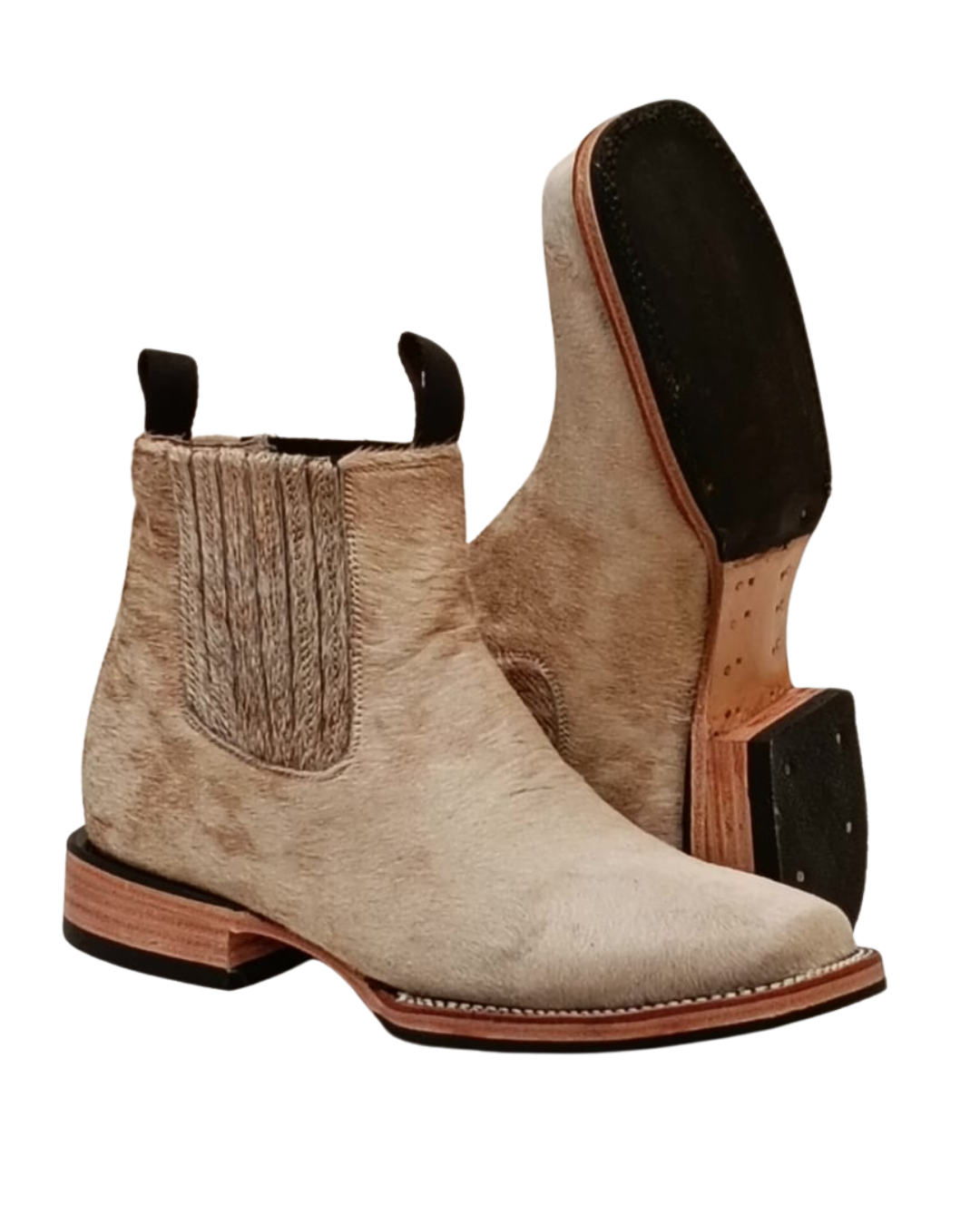 Botín Pelo De Vaca Jaspeado Blanco-Negro- S. Cuero H-R - Imagen 2