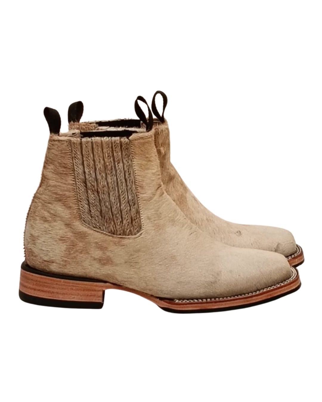 Botín Pelo De Vaca Jaspeado Blanco-Negro- S. Cuero H-R - Imagen 3