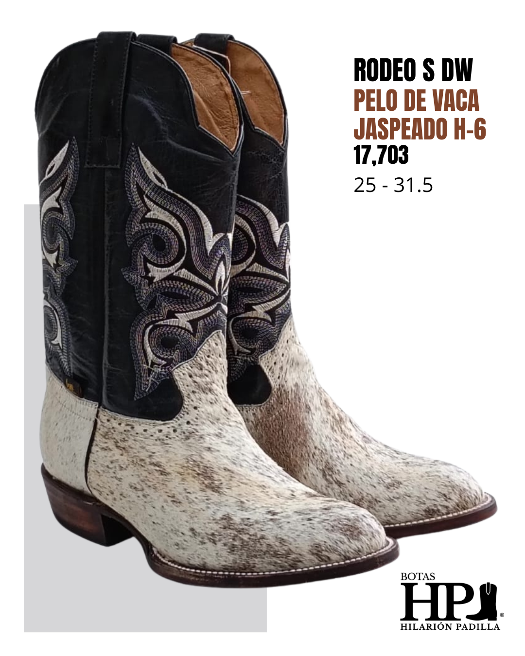 Rodeo Sólida Pelo Vaca, Negro Dw S. Cuero H-6