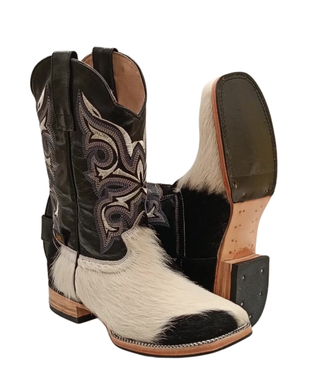 Rodeo Sólida Pelo De Vaca Natural, Negro Dw S. Cuero H-R Mv - Imagen 2