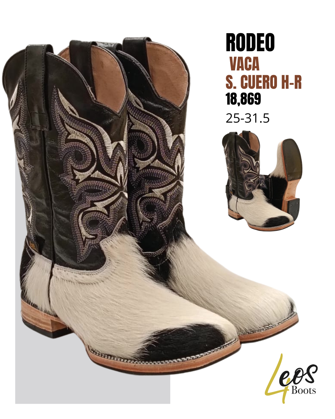 Rodeo Sólida Pelo De Vaca Natural, Negro Dw S. Cuero H-R Mv