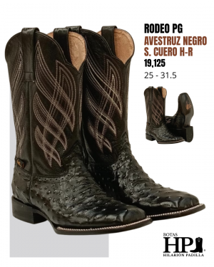 Rodeo Sólida Pg Avestruz Negro, Negro Dw S. Cuero Tr H-R