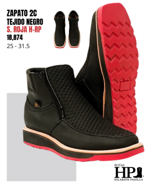 Calzado 2 Cierres Tejido Negro, Negro S. Atos Roja H-Rp