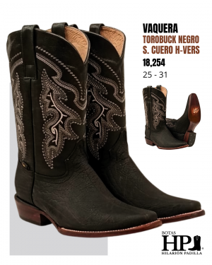Vaquera Torobuck Negro-Negro S. Cuero Ac.Caoba H-Vers