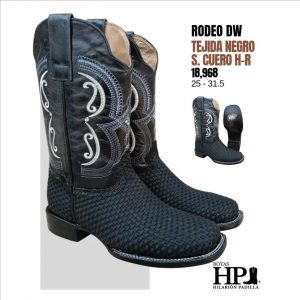 Rodeo Sólida Chinela Tejida Negro S. Cuero H-R