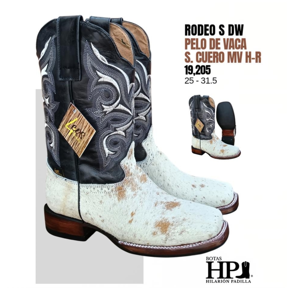Rodeo Solida Dw Pelo De Vaca Blanco-Negro S. Cuero Mv H-R - Imagen 3