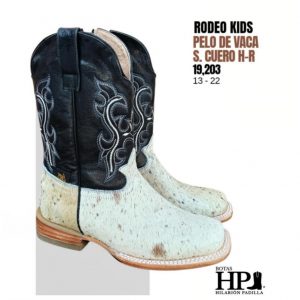 N Rodeo Solida Pelo De Vaca Blanco-Negro S. Cuero H-R